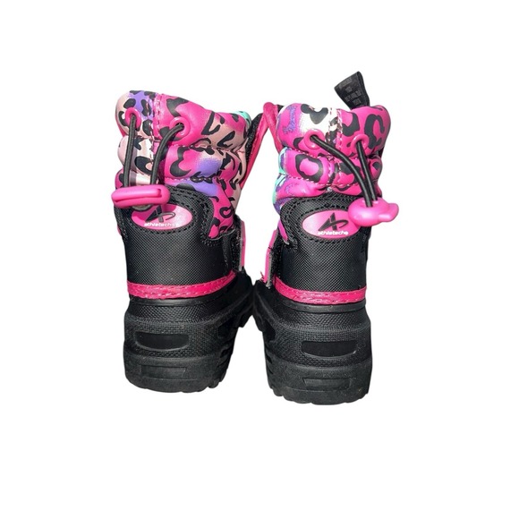 Athletech Toddler Girls Winter Boots Size 6M Pink Black Heart Cheetah Print - Picture 4 of 9
